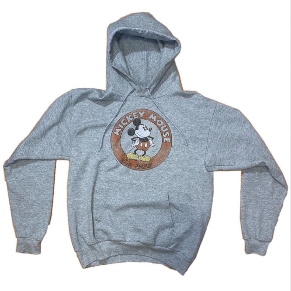 “MICKEY MOUSE” DisneyParks Hanes Hoodie. Light Gray. Size M.